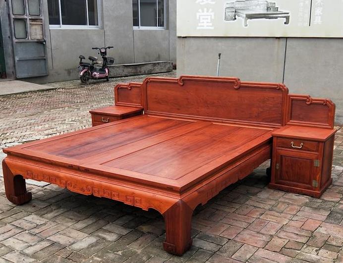 大城縣紅木家具廠家 緬甸花素面現代床 紅木簡約現代床